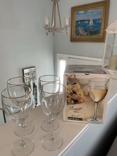 Luminarc Montego Gold Goblet Glasses Gold Rim Clear/Gold 10.5 oz Set of 4