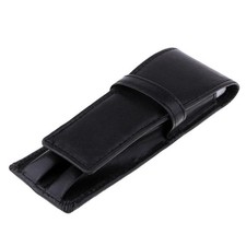 Füllfederhalter Etui aus echtem Leder für 2 Stifte in Standardgröße Schwarz