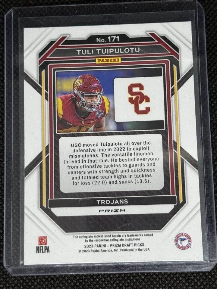2023 Panini Prizm Draft Picks - Tuli Tuipulotu #171 Red Ice Prizm (RC) - Image 2 of 2