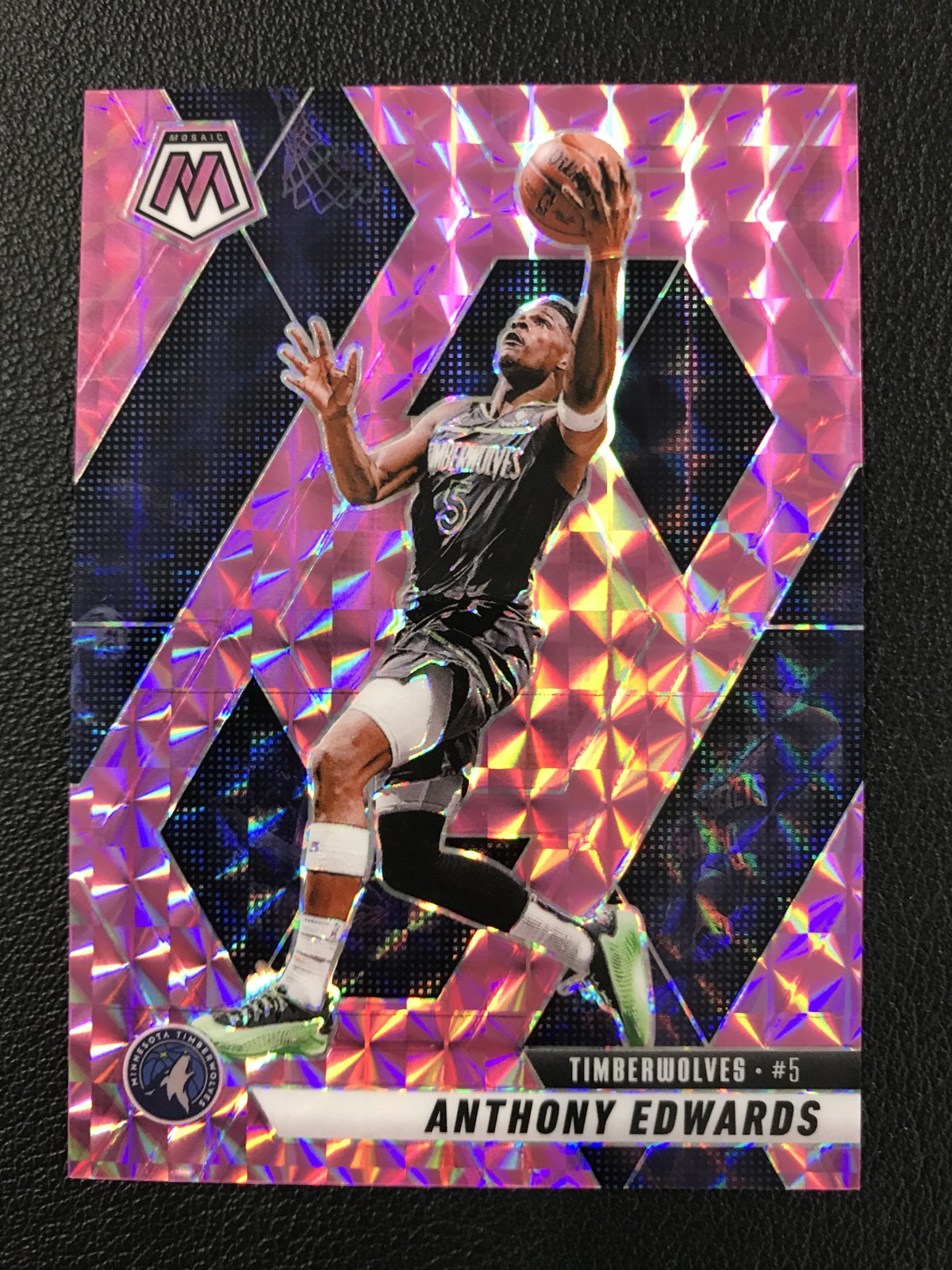 2024-25 Panini Mosaic #36 Anthony Edwards Pink Mosaic /175 Minnesota T-wolves