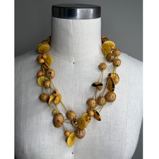 Unbranded Tagua Nut Seed Necklace Yellow Brown Earthy Boho Statement Women's OS