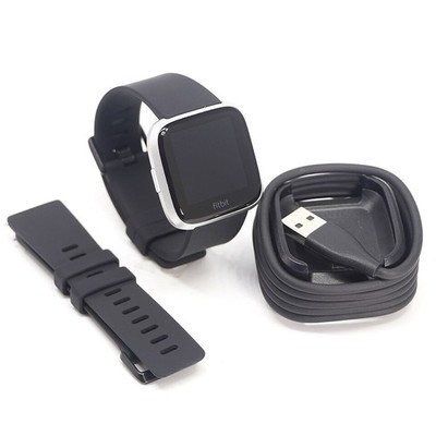 Fitbit Versa 1 Heart Rate Monitor Fitness Wristband Tracker -Black Large