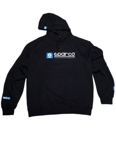 Sparco www Hooded 100% Pre-shrunk Cotton Black Large Sweatshirt SP03100NR3L - Zdjęcie 1 z 3