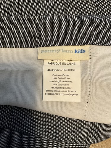Pottery Barn Kids Hayden Border blackout drape curtain panel 44x 63 White & Blue - Picture 5 of 5