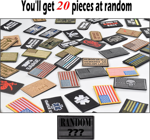 20 Pieces Random Tactical Morale Patch Bundle, Full Embroidery Loop and Hook Pat - Picture 4 of 6