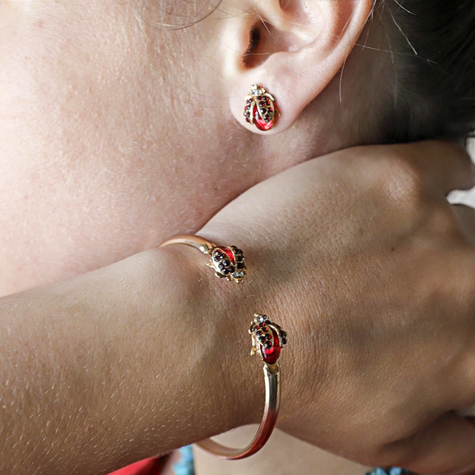 Armband Damen Starr Mit Marienkäfer Armreif Golden Einstellbar Fun Geschenk - Bild 4 von 4