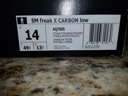 NEW VINTAGE Adidas Freak X Size 12.5, 13 & 14 Carbon Molded Low Football AQ7005 - Picture 7 of 8