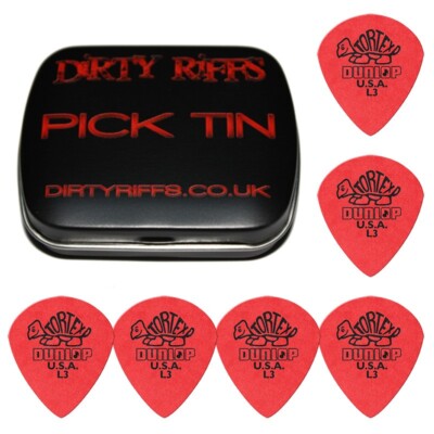 6 x Dunlop Tortex Jazz Light Sharp L3 0,50 mm Plektren Plektren - in einer Plektrumdose