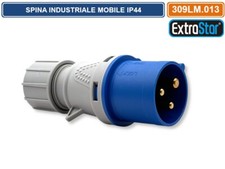 SPINA INDUSTRIALE VOLANTE MONOFASE BLU 16A 2P+E 6H 230V CABLAGGIO A VITE IP44
