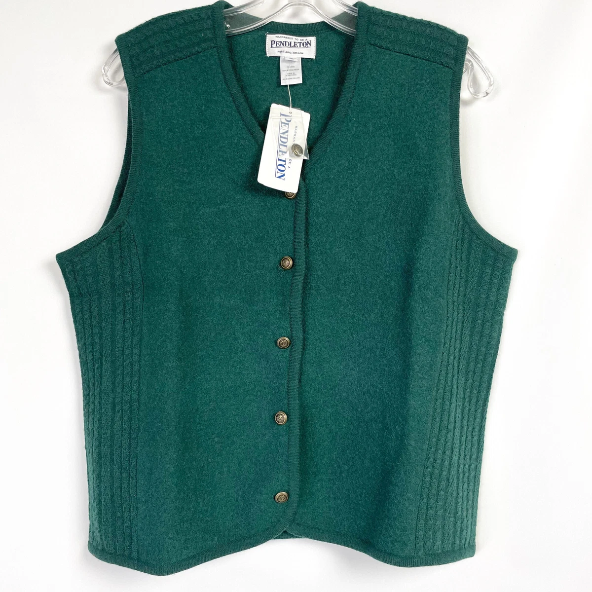 Pendleton Womens XL Sweater Vest Green Merino Wool Button Down Sleeveless  NWT | eBay