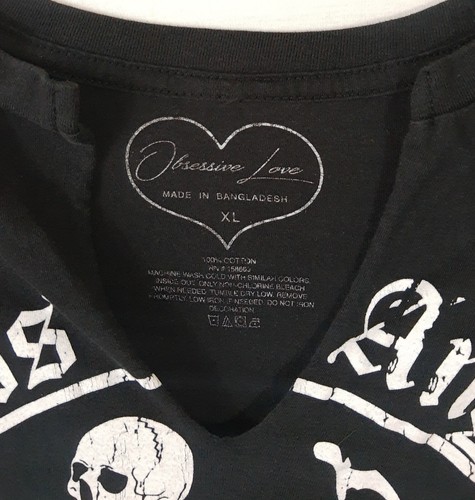 Obsessive Love Women's Black Cropped Los Angeles T-shirt Size XL - Picture 4 of 5