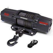 6000 Lb Electric Winch For Truck Synthetic Rope Waterproof Remote 1450 Rope