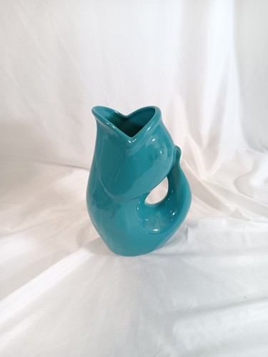 Gurgle Pot Koi Fish 9.5" Pitcher Blue