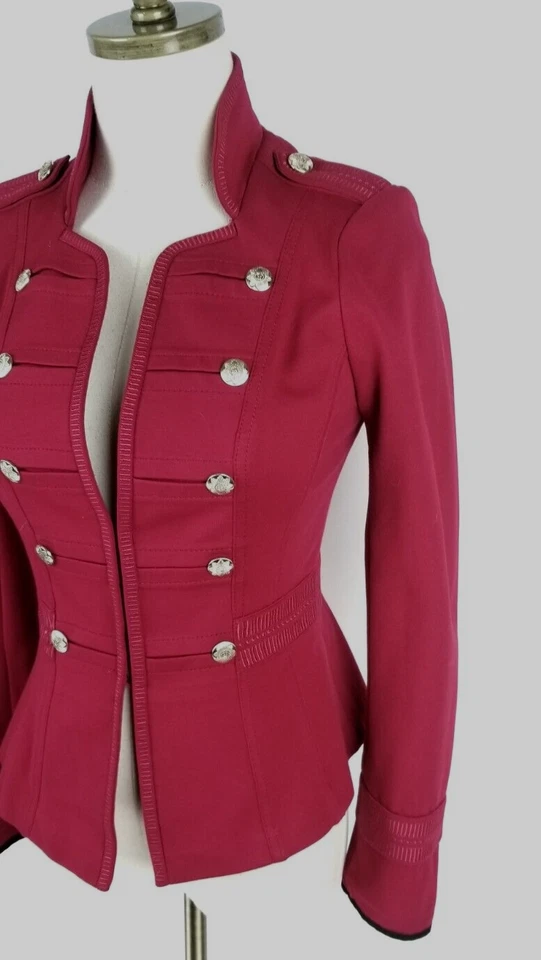 Chaqueta WHBM Mujer Talla 00 Roja Militar Steampunk Ponte Manga Larga Blazer Foto 3 de 4