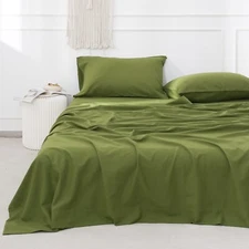 Simple&Opulence Belgian Linen Sheet Set Solid Color - 3 Pieces (1 Flat Sheet,...