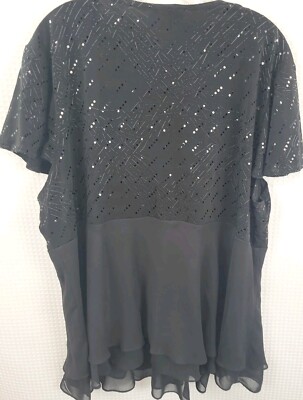 Dress Barn Collection Womans Black Dressy Blouse with sequins \u0026 Brooch Size  24W | eBay