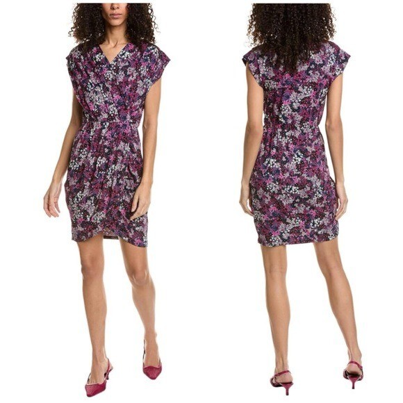 New Ted Baker Jersey Faux Wrap Dress in Floral Print Ted