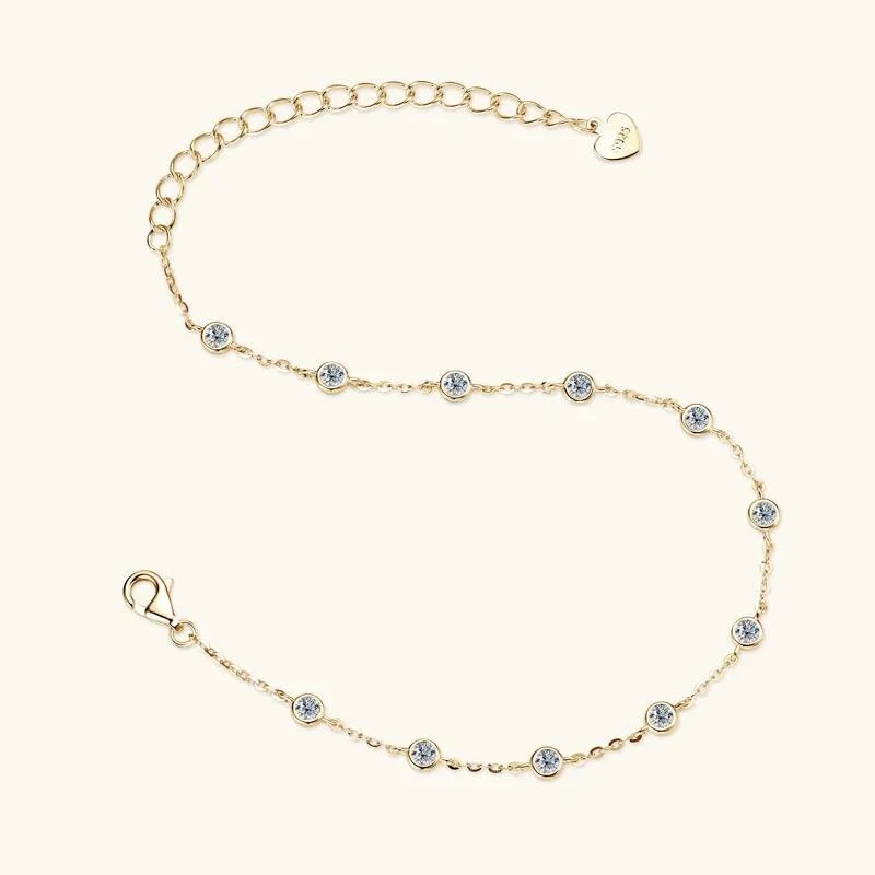 Brazalete con bisel de cadena de 1 quilate de oro amarillo pase de prueba de diamantes creado en laboratorio VVS1/D 16,5 cm Foto 3 de 4