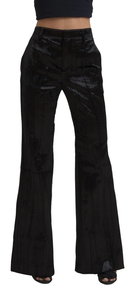 Pantalones DSQUARED2 Negro Viscosa Super Acampanado Cintura Alta Pantalón IT38/US4/XS 1340usd Foto 2 de 4