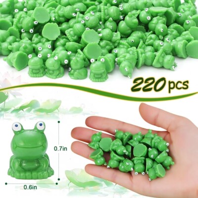 220 Pcs Mini Resin Frogs Green Plastic Miniature Tiny Figurines