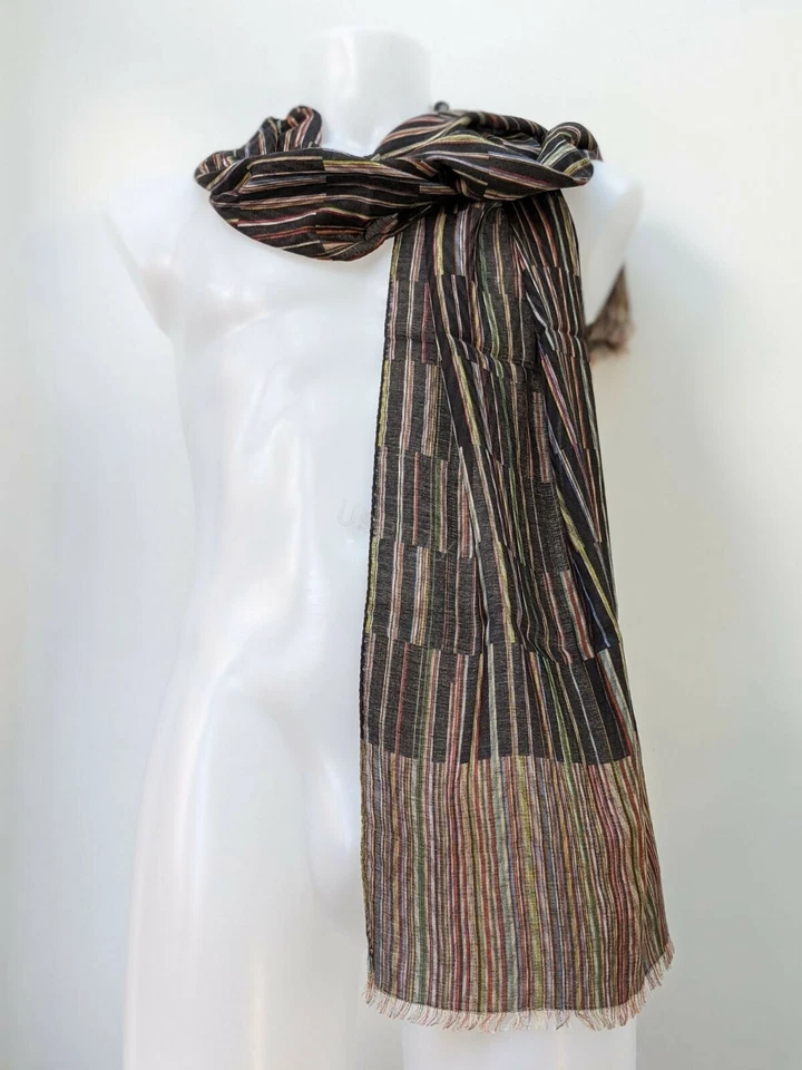 Bufanda Paul Smith - BNWT Firma Multi Rayas Bloque Mezcla Lana y Seda Foto 2 de 4