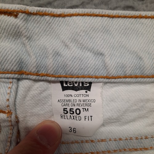 VINTAGE Levi’s 550 Shorts Men’s Size 36 Denim Jean Jorts Blue 90s Orange Tab USA - Picture 4 of 7