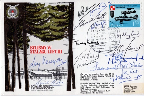 WW2 Great Escape Stalag Luft III cover signed by 14 great veterans!