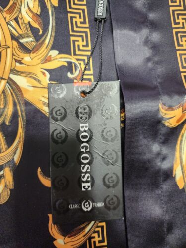 Mens Luxury Brand Silk Like Satin Button Down Dress Shirt GSBogosse L BRAND NEW - Picture 3 of 8