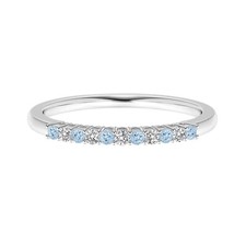Full Eternity Ring 0.03Ctw Natural Aquamarine Stackable Ring 925 Sterling Silver