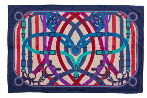 Auth. Hermes Beach Towel Cavalcadour - Cotton Marine Gris Bleu - New Store Tag - 第 1/7 張圖片