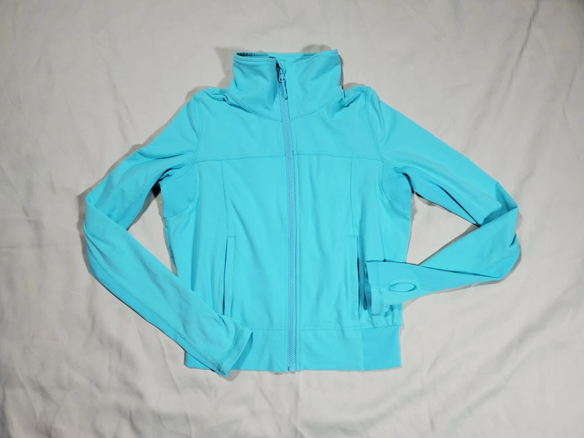 Lululemon Tadasana Sheer Mesh Back Thumb Hole Jacket Aqua Teal