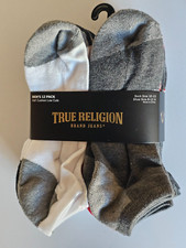 True Religion Men  s 12 Pack Half Cushion Low Cut Socks Size 10-13 BRAND NEW