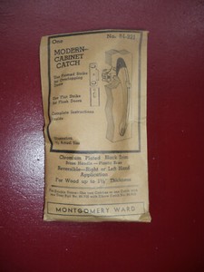 New old stock Art Deco cabinet catch from Montgomery Ward – original packet 