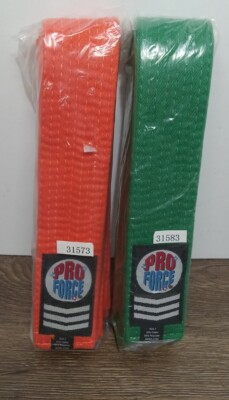 #ad #ad Lot of 2 Pro Force Orange and Green Karate Belts Size 3 New Sealed $14.99