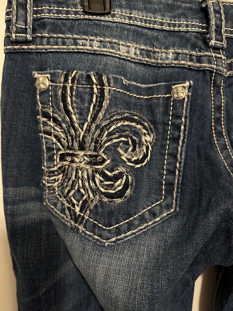 Miss Me jeans 29 bootcut with fleur de lis detail