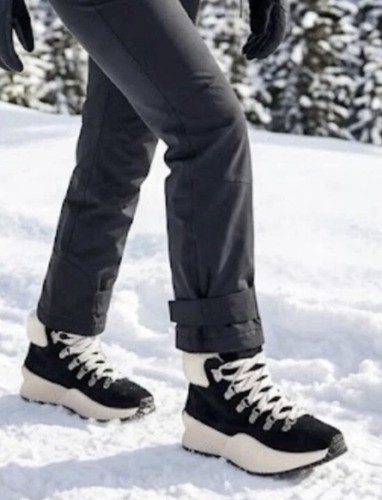 Sorel Out N About Plus Conquest Boots Womens 9.5 Black Suede Sherpa Lace Up