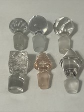 Collection Of  6 Vintage Geometric Glass Crystal Bottle Stoppers Pink Beehive