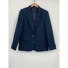 Edwards Blazer Jacket Boys Navy Blue Solid Gold Tone Buttons Sport Coat