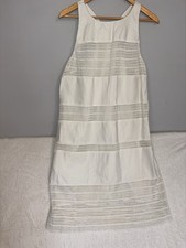 Loft Women's Sleeveless Ivory Chic Boho Halter Back Crochet Dress Size 14