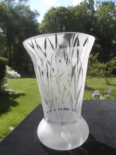 1936 Fenton Glass Acid Etched Santoy  # 184 Vase -- Very Scarce Survivor !!