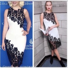 Alice + Olivia Margy White Floral Lace Sleeveless Midi Dress size 8