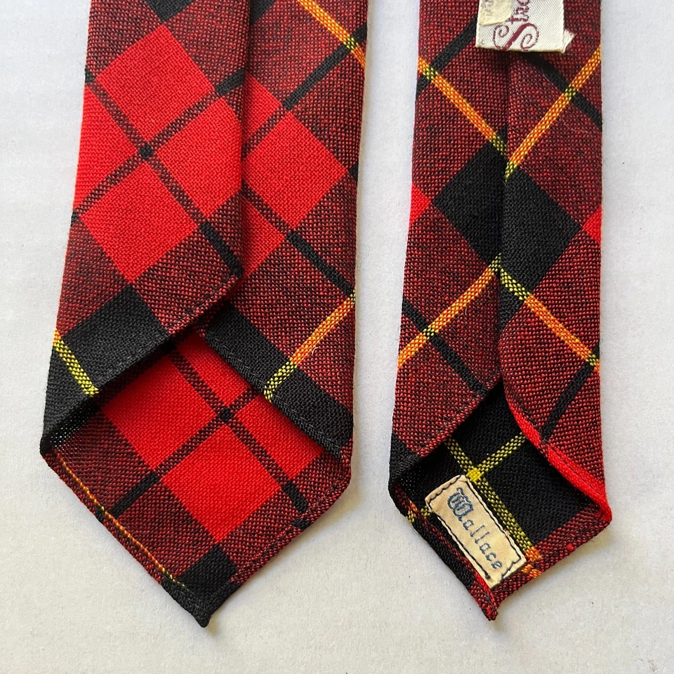 Corbata de lana Wallace escocesa escocesa de colección estrecha a cuadros puente de paja Inglaterra Foto 4 de 4