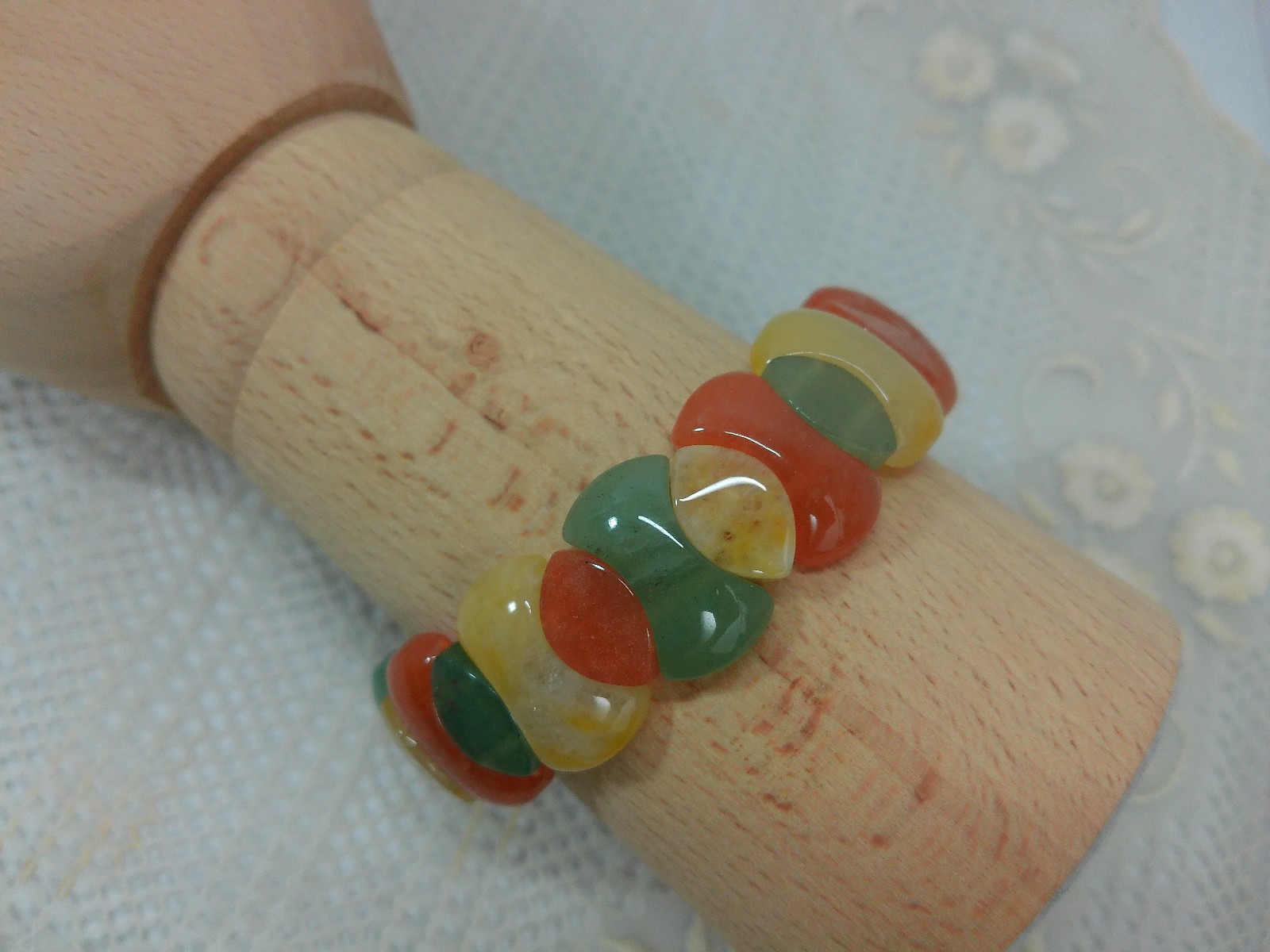 Jade Multi Colored Stone Overlapping Circles Chun… - image 21