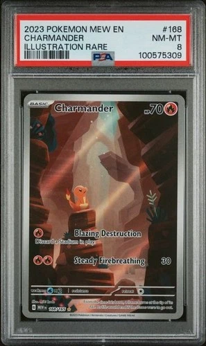 Pokemon Charmander 168/165 Scarlet & Violet 151 Illustration Rare PSA 8 NM-MT