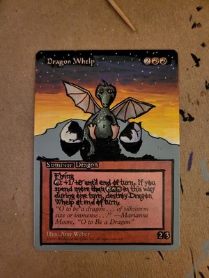 Dragon Whelp Mtg Magic The Gathering 4th Edition Altered Hand Painted