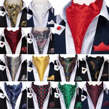 3pcs Mens Cravat Ascot Pocket Square Cufflinks Set Wedding Formal Casual