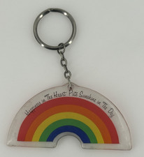 Happiness in th Heart Sunshine in the Day Rainbow Plastic Keychain Keyring Fob