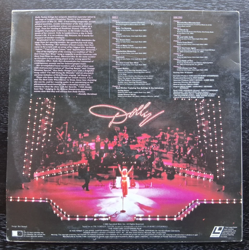 Dolly Parton: Dolly in London (1983) PA-84-068 Pioneer Laserdisc Live Concert - Image 2 of 4