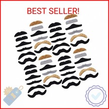 48 PCS Novelty Fake Mustaches,Self Adhesive Mustache for 100th Day of School,Mas