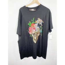 Delta Pro Weight Black Skull Graphic Short Sleeve Shirt Women's Size X-Large NWT